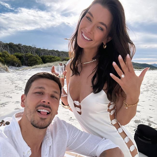 Brittany Hockley has announced her engagement to her partner Benjamin Siegrist. Picture: Instagram