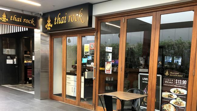 The closed Thai Rock restaurant in Stockland Wetherill Park Shopping Centre, where a female employee tested positive for COVID-19.