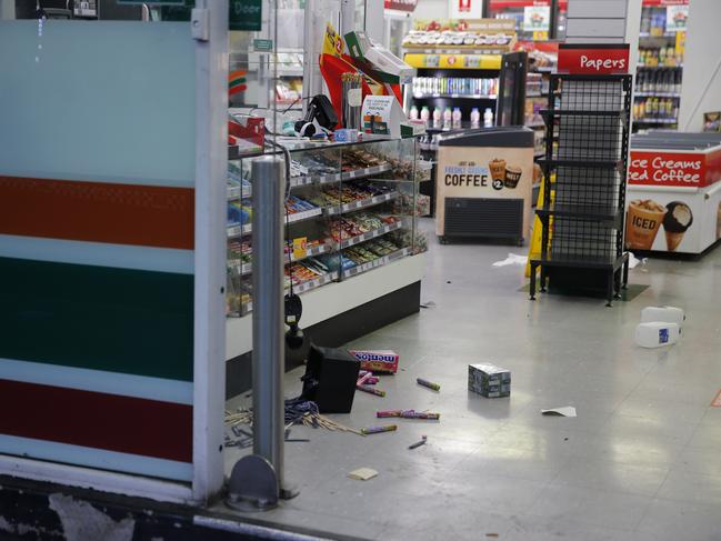 The store was trashed after the incident. Picture: Steve Tyson