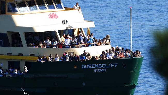 A packed pre-pandemic Manly ferry arrives in Manly Cove with hundreds of tourists on board. Northern Beaches Council has drawn up plans to attract visitors back to the whole area. Picture: Bradley Hunter