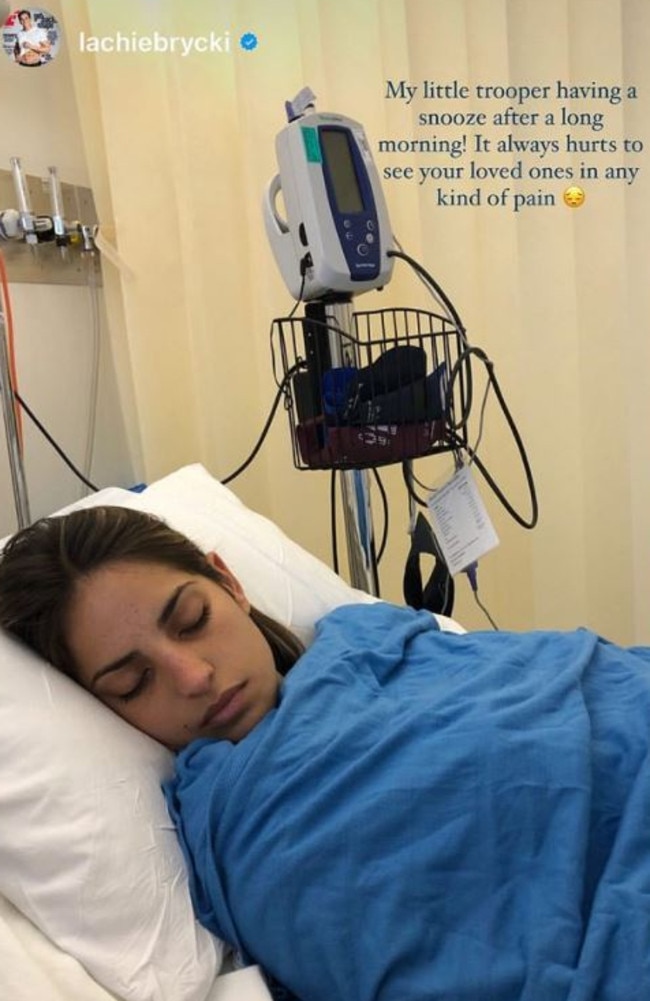 Jadé’s boyfriend Lachie posted this photo of her after surgery last week.