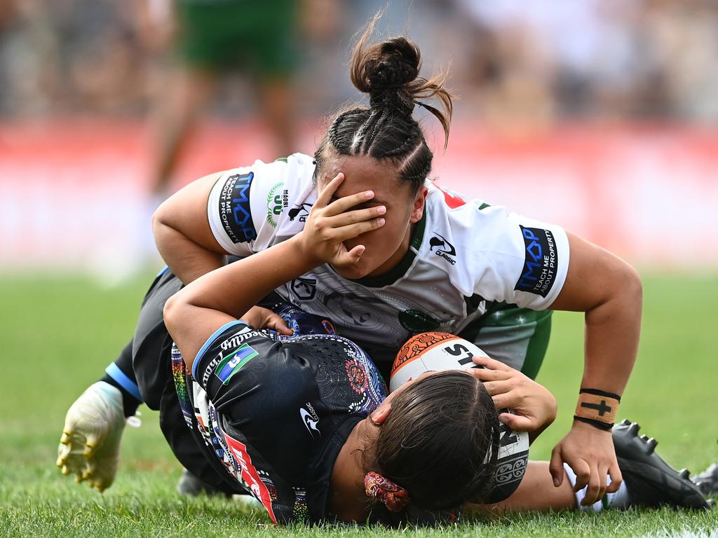 Bree Chester is tackled. Photo: Hannah Peters/Getty Images
