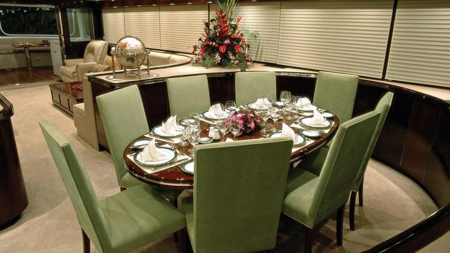 Dining in luxury aboard the Emerald Lady. Picture: Supplied