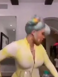 The rapper immediately stopped when her young daughter Kulture walked into the room. Picture: Instagram