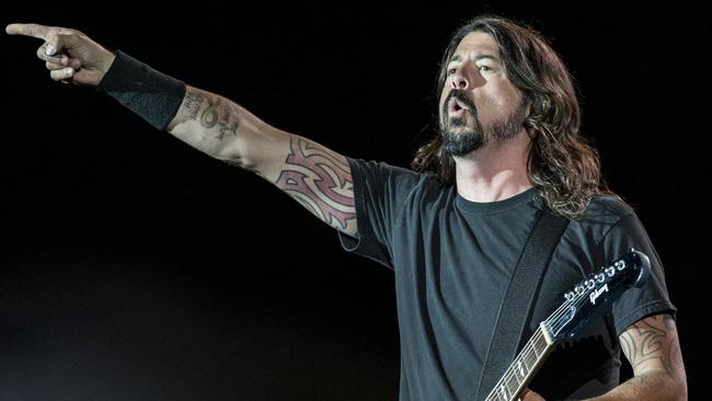 Foo Fighters performing at nib Stadium. Lead singer, Dave Grohl, in action.