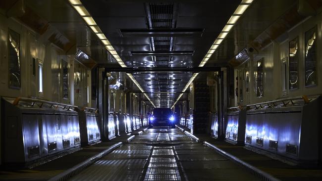 Travellers board the Eurotunnel to mainland Europe on Saturday as France considers reciprocal quarantine restrictions after the UK government removed France from its travel corridor list. Picture: getty Images