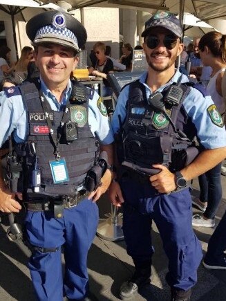 Constable Aaron Vidal, right, and his father Chief Inspector David Vidal, worked together at the Sydney City Command.