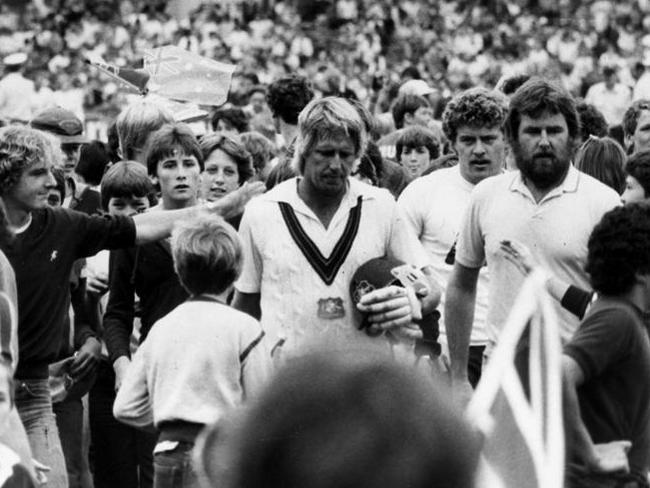 Jeff Thomson trudges off after nearly guiding Australia home.
