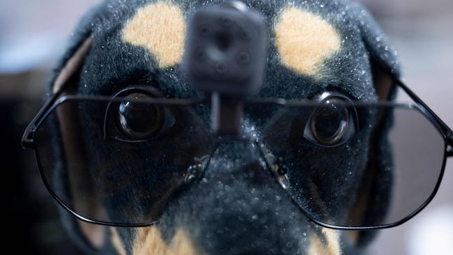 A company from China showcased smart glasses with a camera and sensor. Picture: AFP