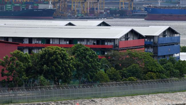 A partial view of the S11 Punggol dormitories that houses foreign workers and has been made into an isolation area to prevent the spread of the COVID-19. Picture: AFP