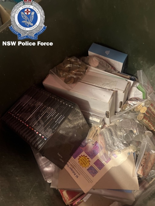 Cash and coins found inside a van after the Yorketown robbery. Picture: NSW Police