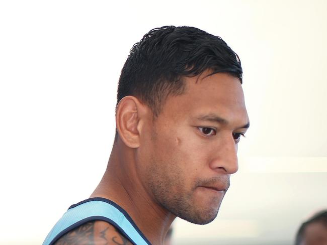 Israel Folau at a press conference at the Waratahs headquarters in Daceyville. Picture. Phil Hillyard