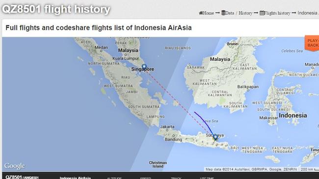 The blue line shows where contact was lost. Picture: Flightradar24.c0m