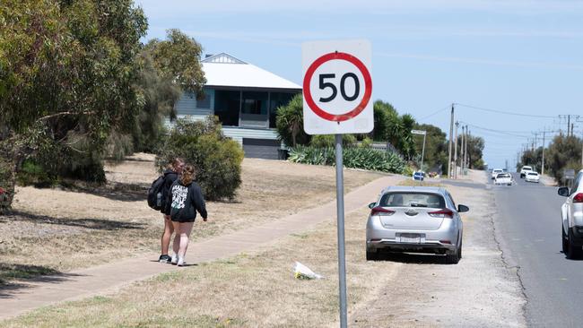 The scene on Beach Road, Goolwa, where Charlie was struck by a car. Picture: Morgan Sette