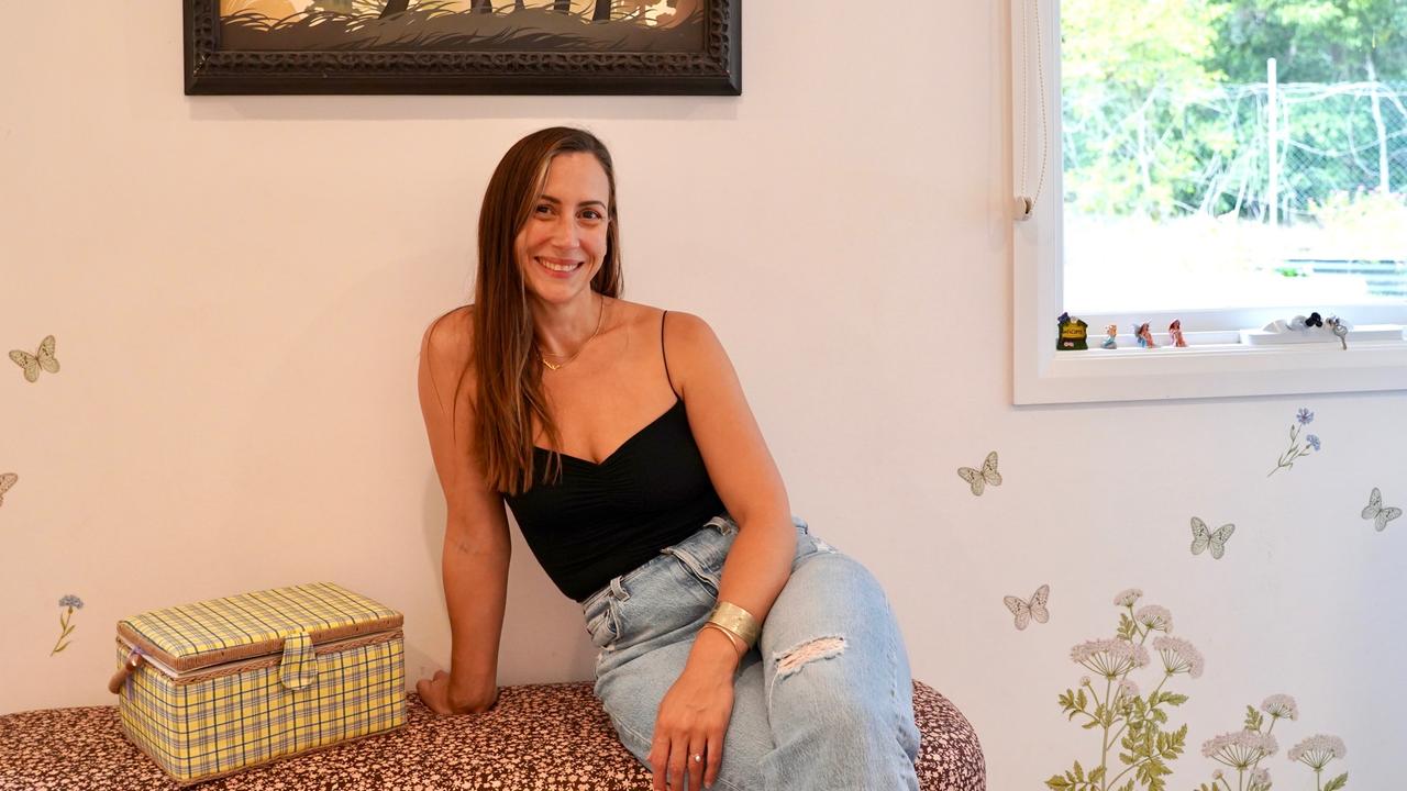 Morgan Brady of Pearl Interiors at her Noosa hinterland property. Picture: Katrina Lezaic