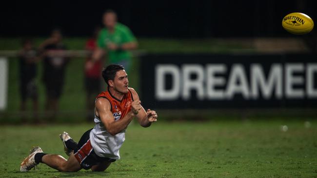 Brodie Carroll as the NTFL Buffaloes' mens side beat the Essendon Bombers. Picture: Pema Tamang Pakhrin