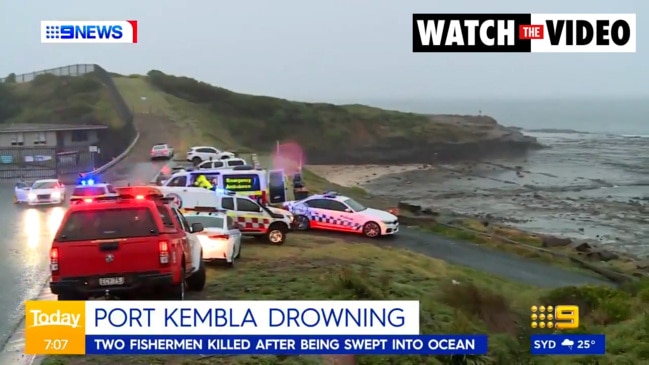 Two men killed after being swept of Port Kembla rocks (Today)