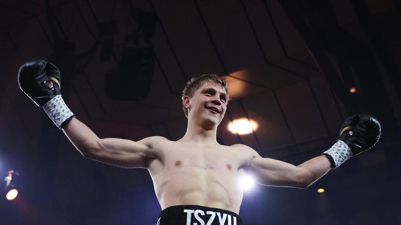 Nikita Tszyu celebrates victory. (Photo by Robert Cianflone/Getty Images)