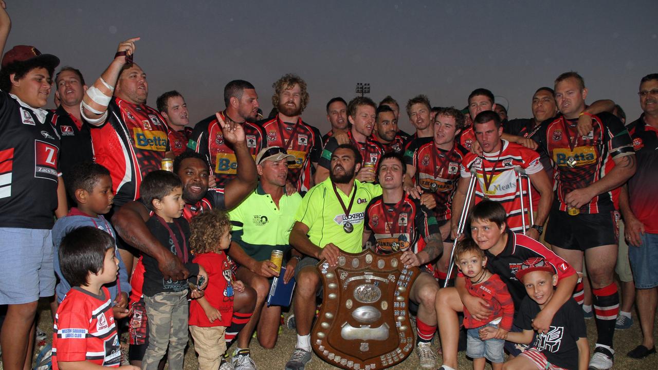 2013 WINNERS: Wests sing their song after taking out the Grand Final Trophy at Salters Oval.Photo: Paul Donaldson / NewsMail