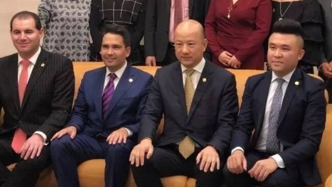 National Party fundraiser Jami Lee Ross, then National leader Simon Bridges, Yikun Zhang and Joe Cheng.