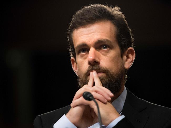 Jack Dorsey, the CEO of Twitter, is in the firing line after the platform slapped a fact-check warning on one of Donald Trump’s tweets. Picture: AFP