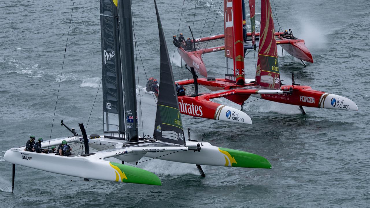 The racing was fast, ferocious and close at the last event won by the Australians. Picture: Bob Martin/SailGP.