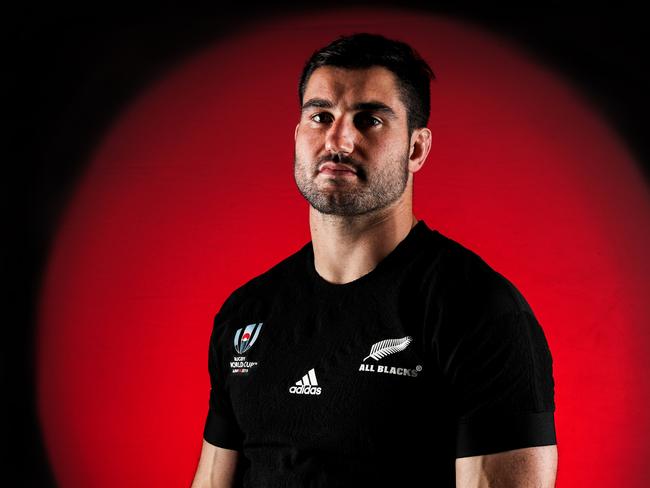 AUCKLAND, NEW ZEALAND - AUGUST 29: Luke Jacobson poses during the New Zealand All Blacks Rugby World Cup Portrait Session on August 29, 2019 in Auckland, New Zealand. (Photo by Hannah Peters/Getty Images)