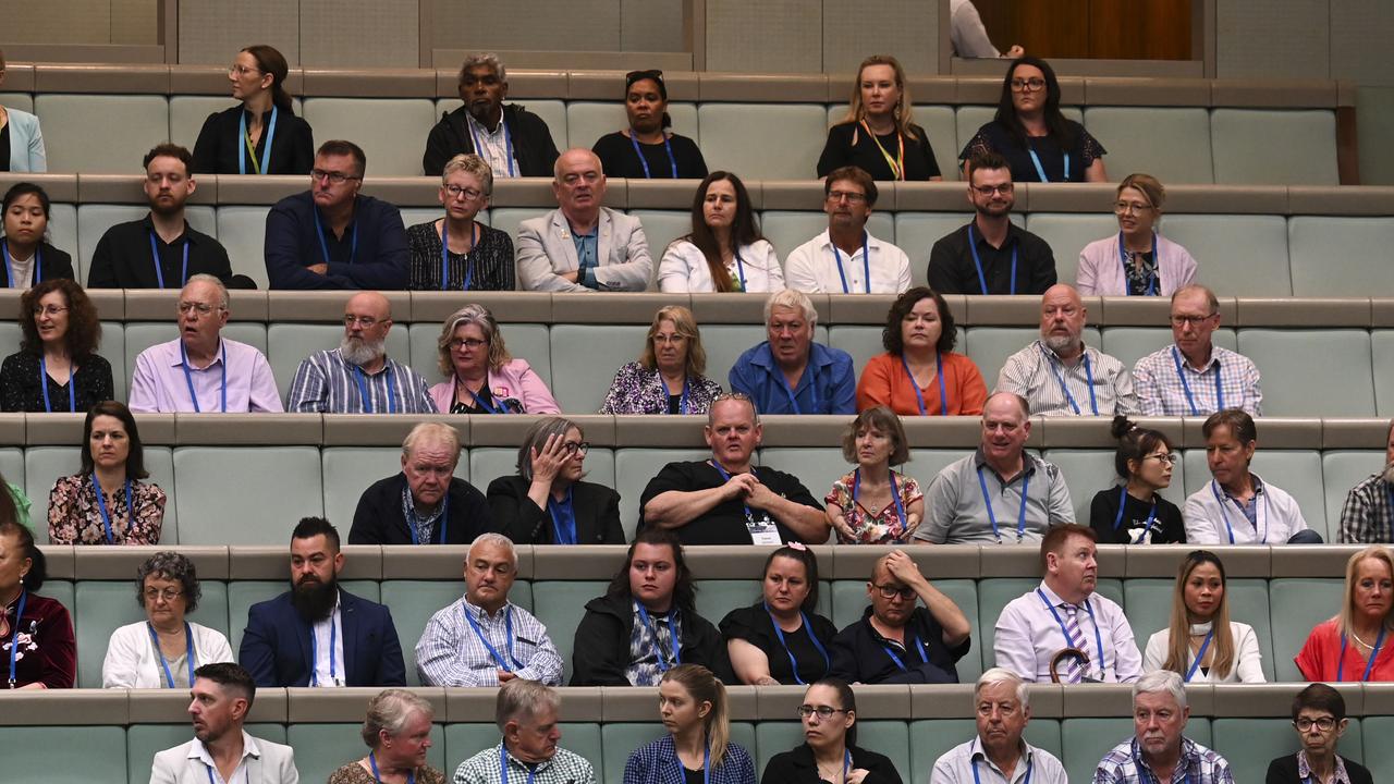 Survivors and family members in the public gallery as the national apology was given. Picture: NCA NewsWire / Martin Ollman