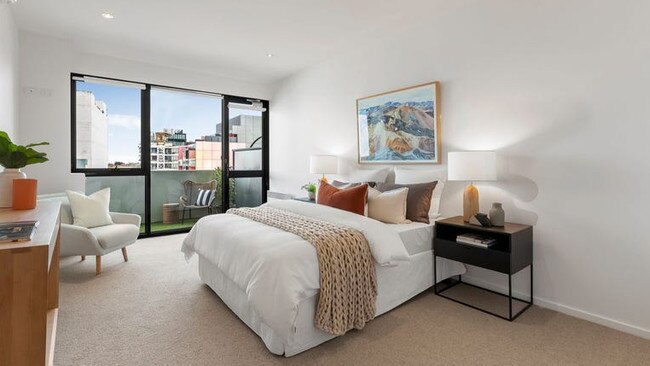 A balcony in one of the two bedrooms.