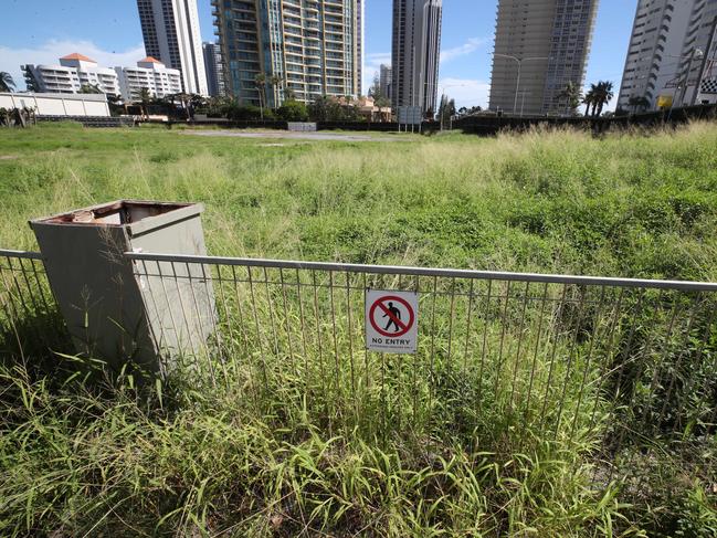 The Paradiso Place development site between Ocean Ave, Ferny Ave and Pandanus Ave. Picture: Glenn Hampson.