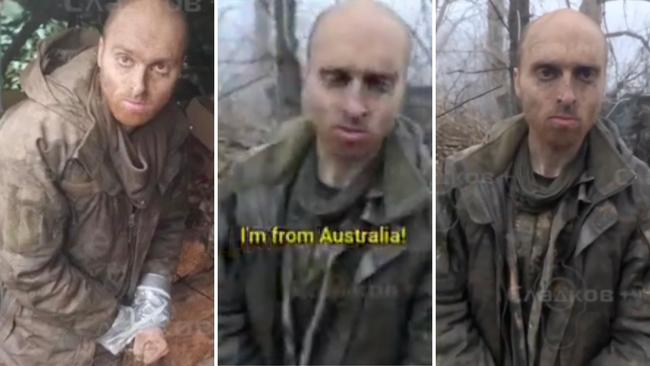 Stills from the Telegram video of Oscar Jenkins reportedly captured by Russian forces in the Donbas region.