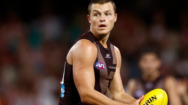 Hawthorn’s Jack Ginnivan is already a premiership winner. Photo by Michael Willson/AFL Photos via Getty Images