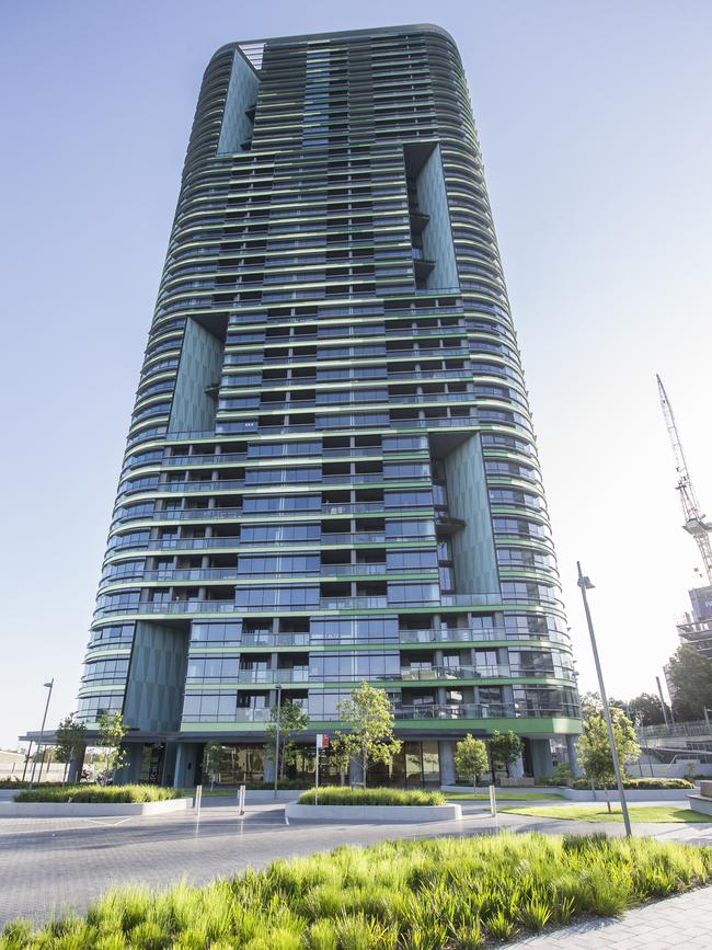 Some structural damage at the Opal Tower in Sydney Olympic Park also led to evacuations. Picture: Dylan Robinson