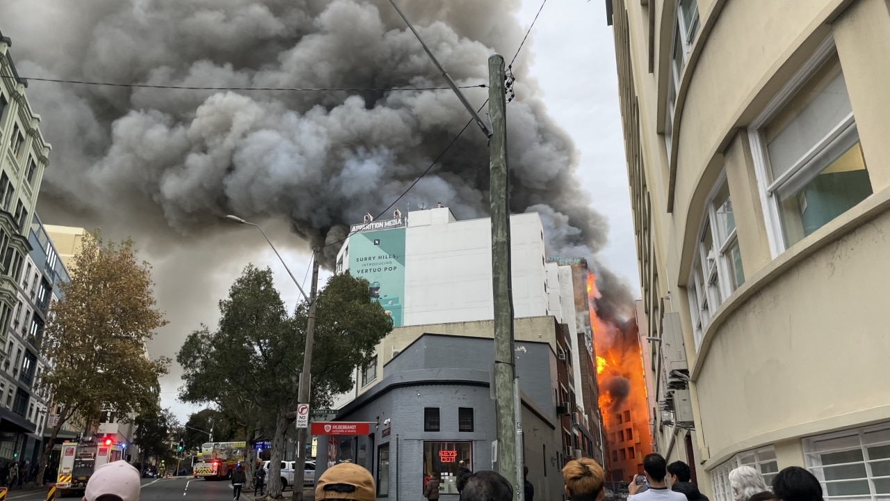 Evacuated residents near Surry Hills building which went up in flames told to be ‘patient’ as firefighters warn of collapse risk