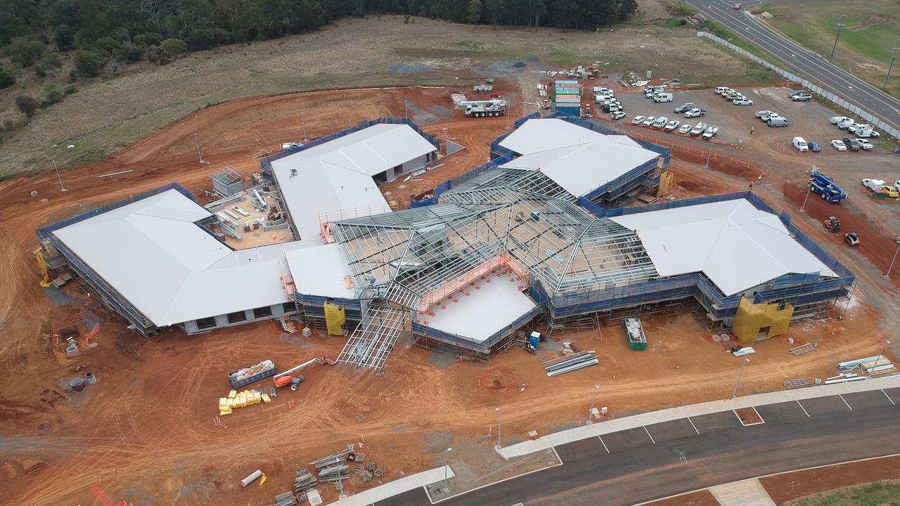 An aerial view of the new Carinity aged care building being constructed in Highfields. Photo by Paynters