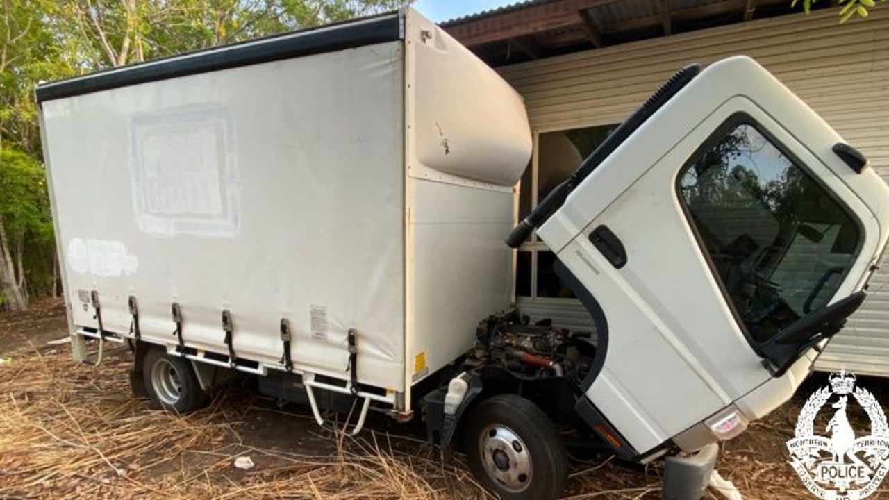 NT Police recovered two stolen trucks at a property in Darwin River. Picure: NTPFES