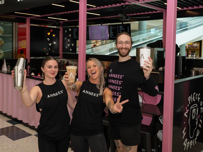 Chanel Gunton, Manager Eva Krenske and Joshua Bryant at the new AnneeÃs CaphÂ Sua Du location in Earlville. Picture Emily Barker.