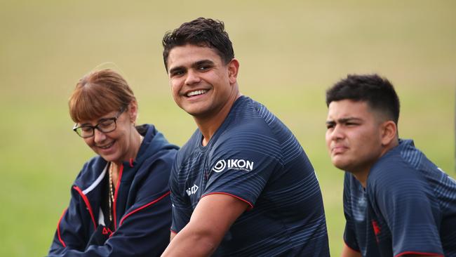 Latrell Mitchell who did not train in the Sydney Roosters training session at Moore Park ahead of their match against the Tigers this weekend. Picture. Phil Hillyard