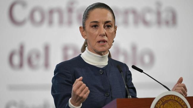 Mexico's President Claudia Sheinbaum speaks to reporters. Picture: AFP.