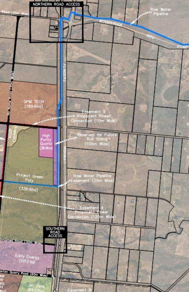 The raw water pipeline is marked in blue on this LEIP map. Picture: TCC.