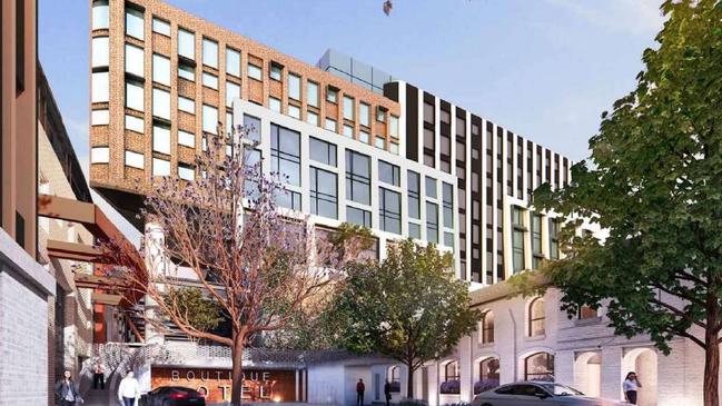 Render of the proposed Global Premium Hotels Limited development at 130-136 Cimitiere St, and 22 Tamar St, Launceston. Picture: Scanlan Architects