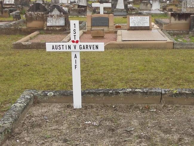 The grave site of Private Austin Vincent Garven of the 35th Battalion