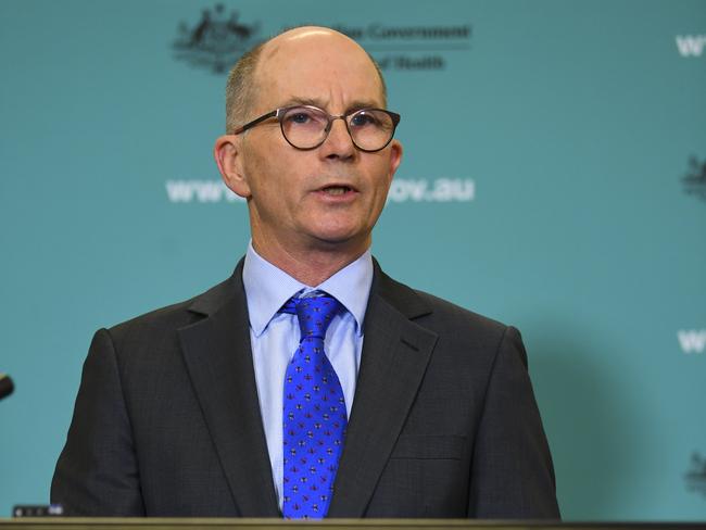 Deputy Chief Medical Officer Professor Paul Kelly speaks to the media. Picture: AAP