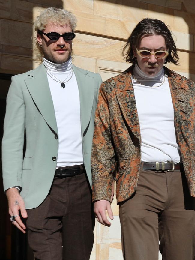 Tasman Binder and Cody Milne in their 1970s-inspired court attire. Picture: NCA NewsWire/Dean Martin