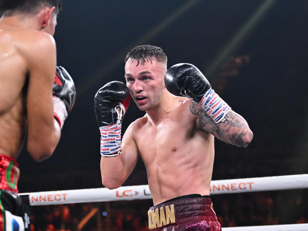 Sam Goodman put a one-sided beatdown on Miguel Flores. Picture: Grant Trouville/No Limit Boxing