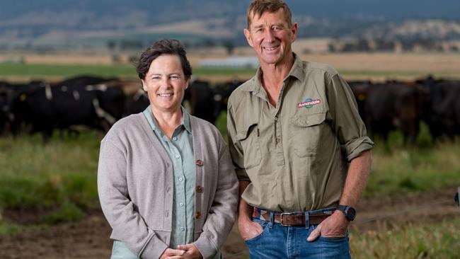 Emily and Richard Gardner at their property at Tunbridge in Tasmania.