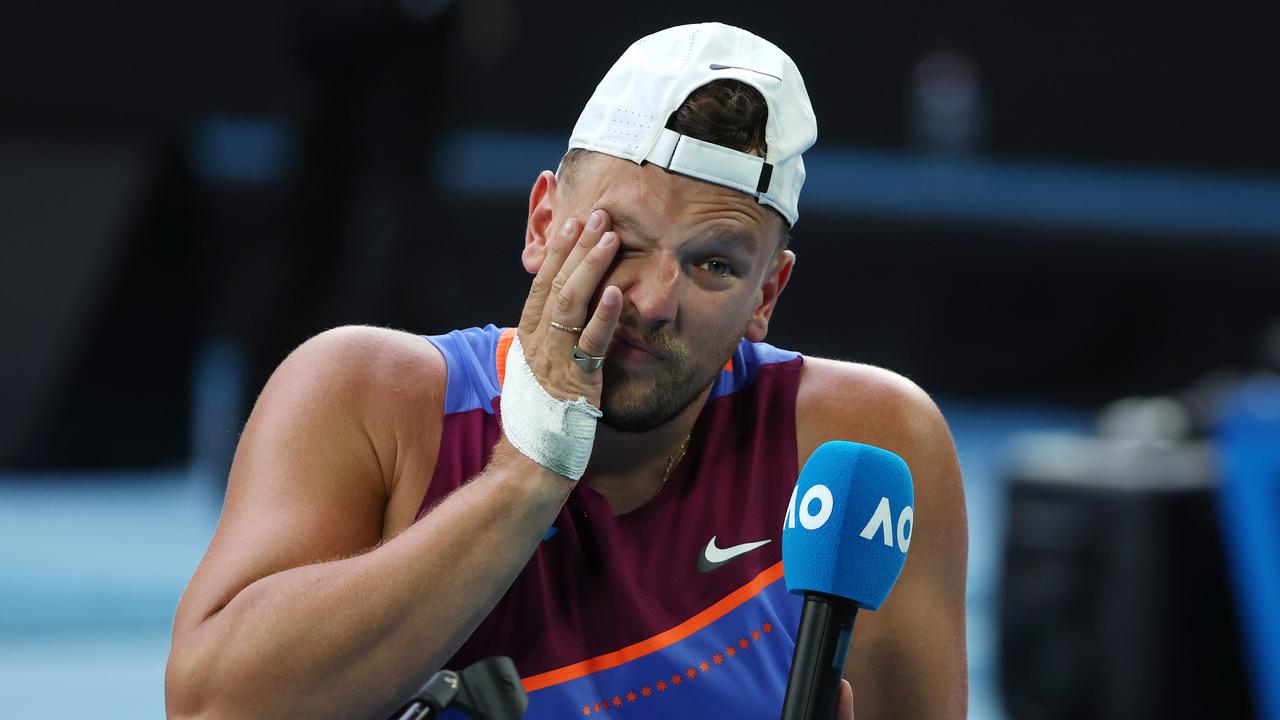 Dylan Alcott says farewell to the Rod Laver Arena crowd. Picture: Michael Klein