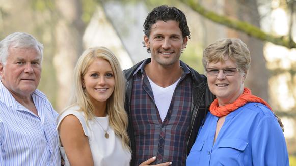 When Ali took Bachelor Tim Robards home to meet her family. Picture: Channel 10