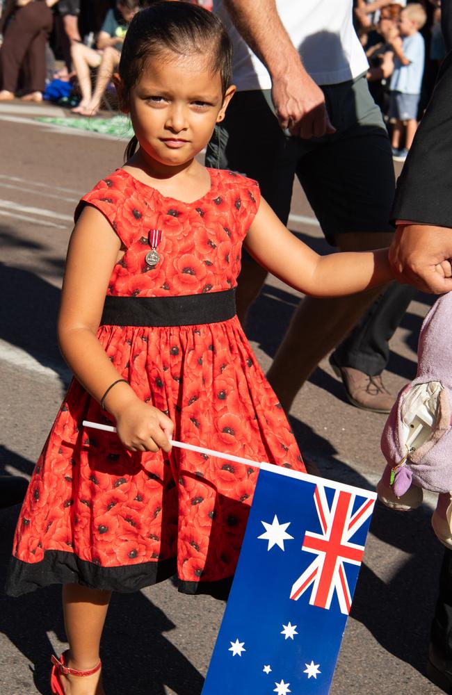 The Anzac Day march through Knuckey Street in Darwin. Picture: Pema Tamang Pakhrin