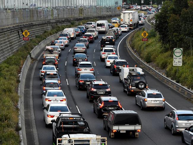 Traffic building at the end of the Eastern Freeway. Picture: Nicole Garmston